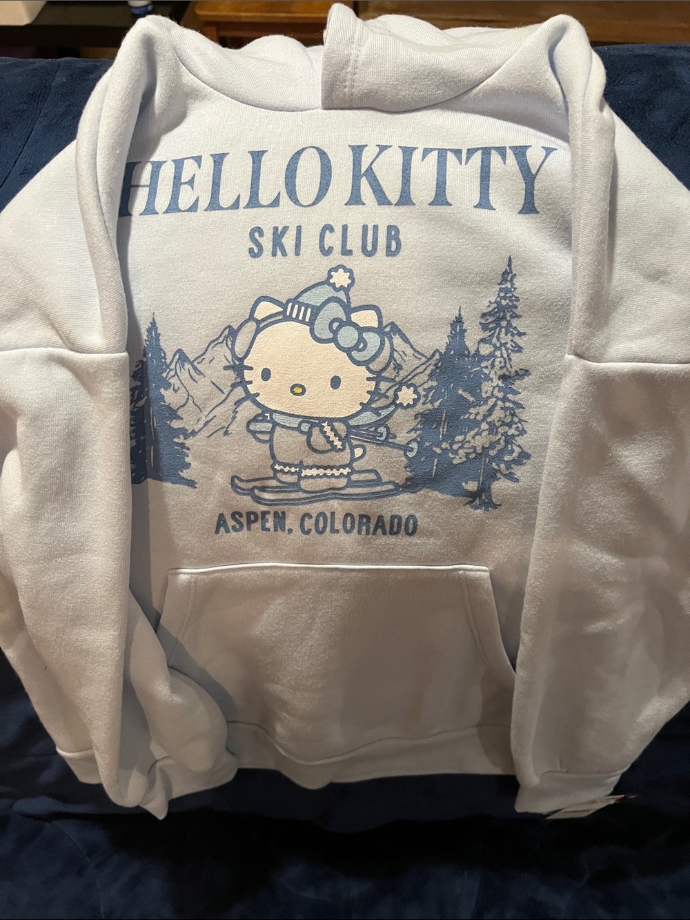 Hello Kitty Light Blue Hoodie with Blue Ski Club Graphic